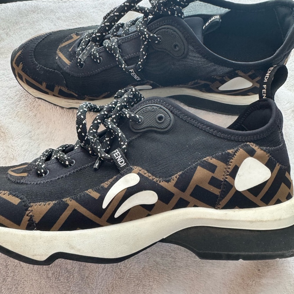 Fendi Black and Brown Patterned Sneakers